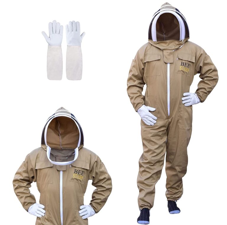 Bee Stars Professional Bee Suit with Fencing Veil and One Pair Beekeeping Gloves