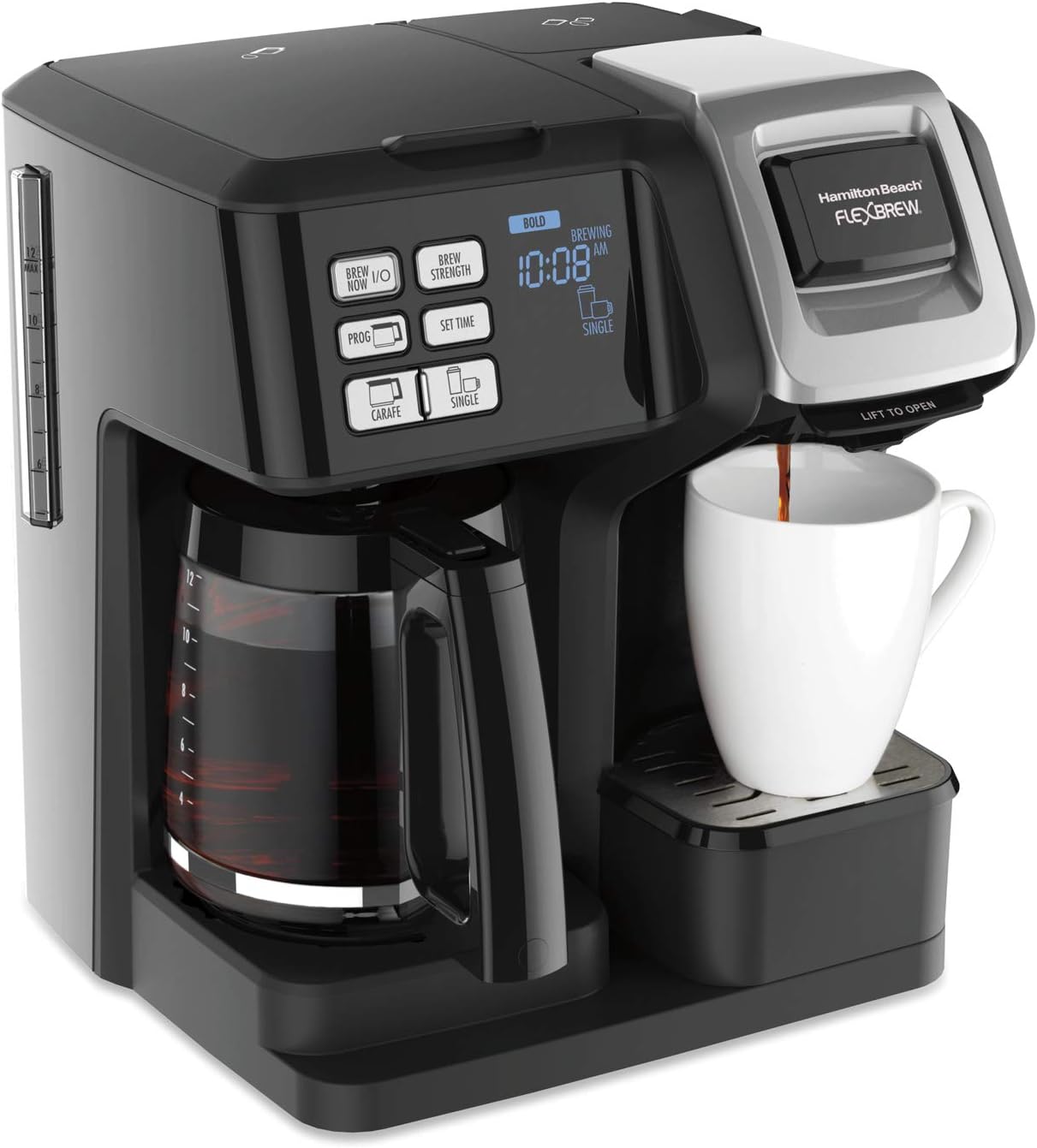 Hamilton Beach 49976 FlexBrew Trio 2-Way Coffee Maker, Compatible with K-Cup Pods or Grounds, Combo, Single Serve