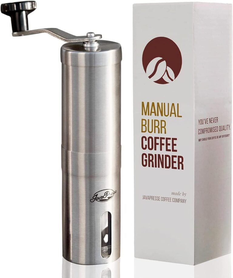 JavaPresse Manual Coffee Grinder — Stainless Steel Manual Conical Burr Coffee Bean Grinder with Hand Crank