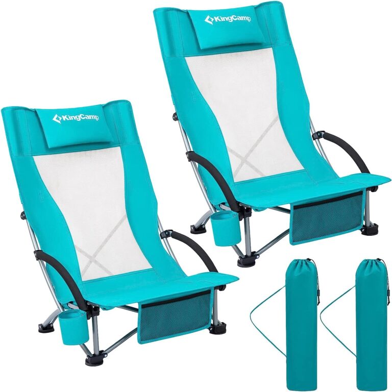 Gifts for the beach enthusiasts of Sun, Sand, and Surf KingCamp Low Sling Beach Chairs,Folding High Mesh Reclining Back Chair for Adults