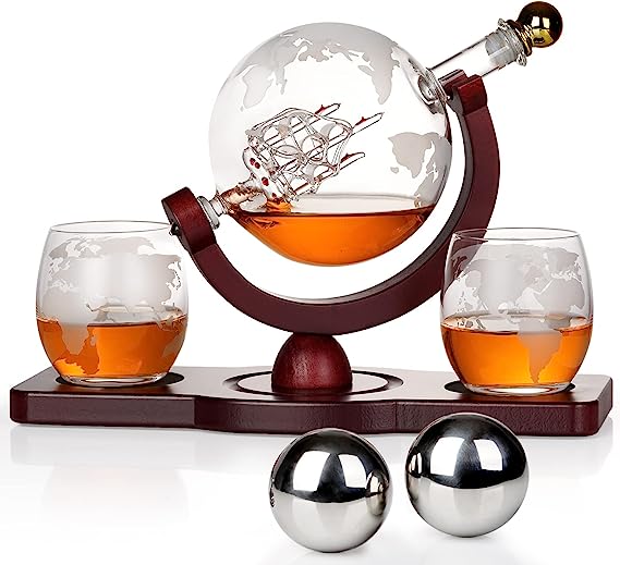 Thoughtful Thank You Gift Whiskey Decanter Globe Set